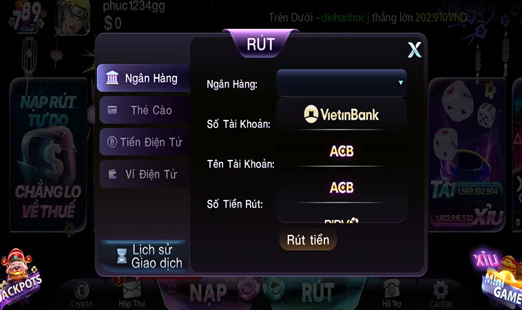 Thao Tác Rút Tiền Về Tài Khoản Trong Tích Tắc